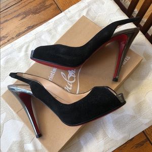 Authentic Louboutin black peep toe stilettos